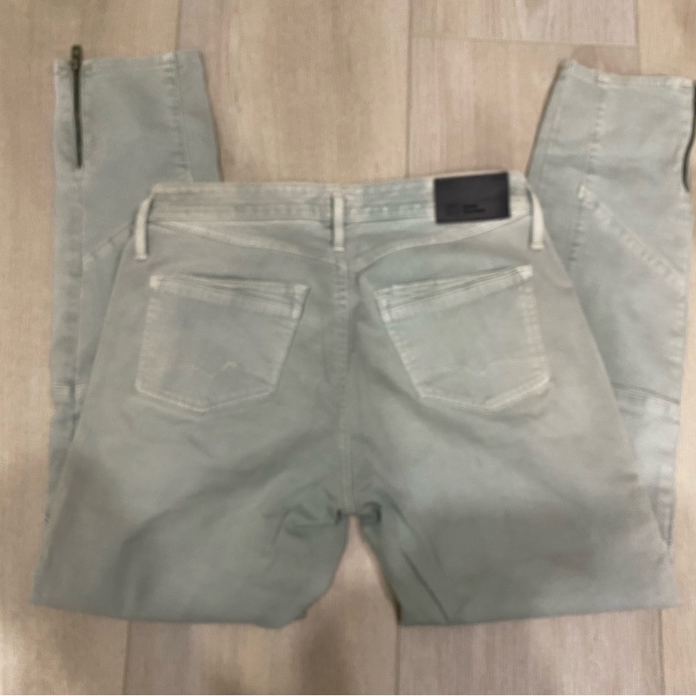 BOSS ORANGE HUGO BOSS pale green moto style slim fit jeans size 28 - Picture 6 of 9